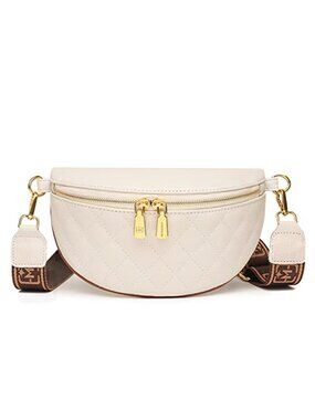 Quilted Faux Leather Fanny Pack Crossbody Waist Bag for Travel & Workout